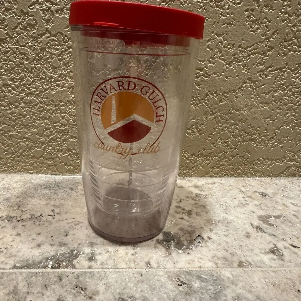 Harvard Gulch Country Club Tervis Water Bottle Travel Mug‎ 16 Oz Red lid
